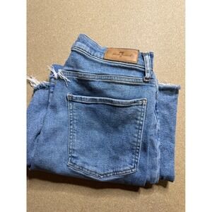 7 For All Mankind Womens Denim Wide‎ Leg Cropped Jeans Distressed Size 30